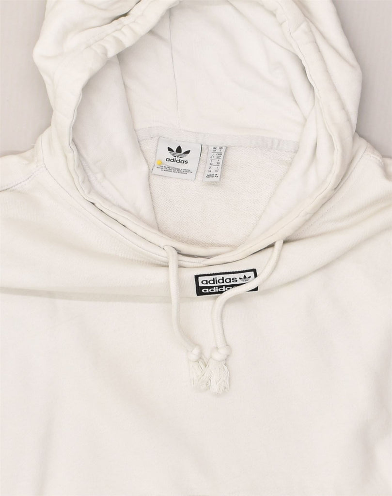 ADIDAS Womens Hoodie Jumper UK 10 Small White Cotton | Vintage Adidas | Thrift | Second-Hand Adidas | Used Clothing | Messina Hembry 