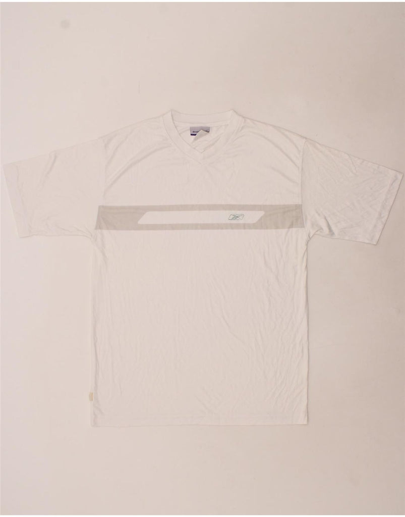 REEBOK Mens T-Shirt Top Medium White Colourblock Vintage Reebok and Second-Hand Reebok from Messina Hembry 