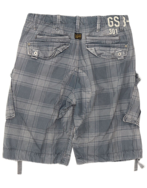 G-Star Mens Cargo Shorts W32 Medium Grey Plaid Cotton