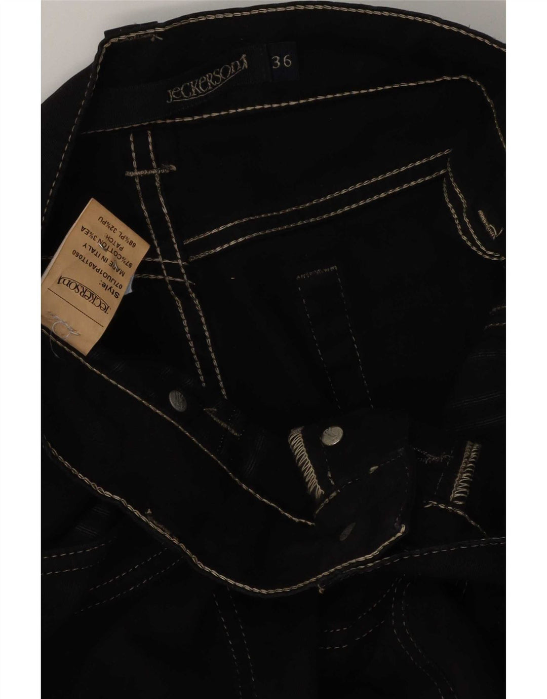 Jeckerson Mens Straight Jeans W36 L32 Black Cotton