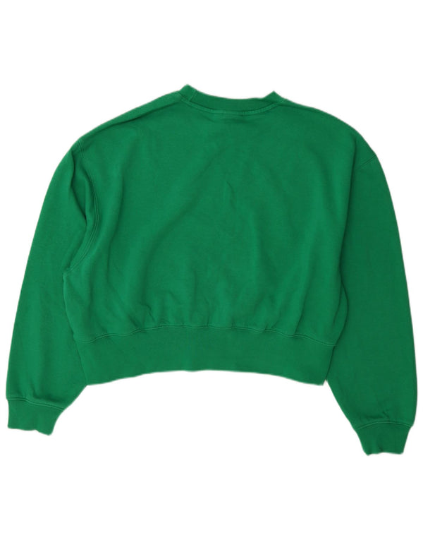 Adidas Womens Crop Oversized Sweatshirt Jumper UK 8/10 Small Green Cotton