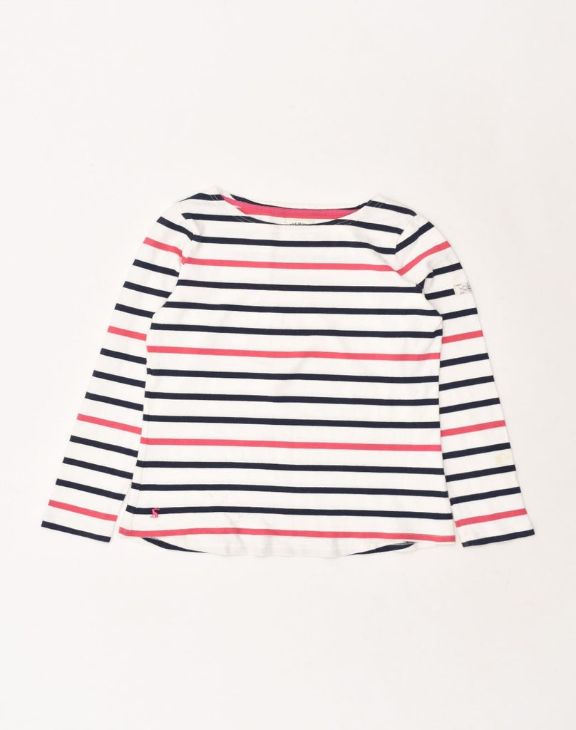 JOULES Womens Premium Top Long Sleeve UK 10 Small White Striped Cotton | Vintage Joules | Thrift | Second-Hand Joules | Used Clothing | Messina Hembry 