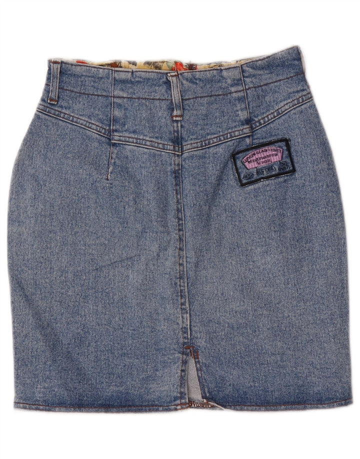 Zip Womens Denim Skirt IT 44 Medium W30 Blue Cotton