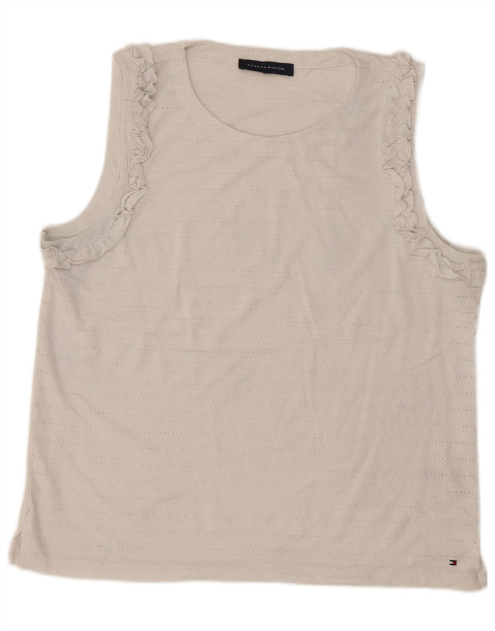 TOMMY HILFIGER Womens Sleeveless Blouse Top UK 18 XL White Polyester