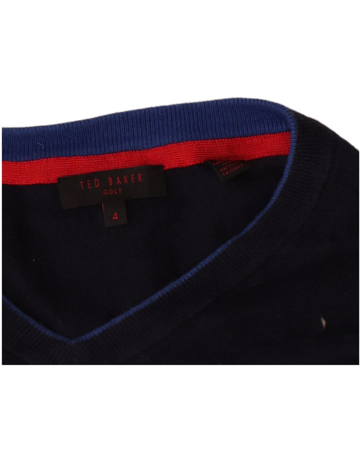 Ted Baker Mens V-Neck Jumper Sweater Size 4 Large Navy Blue