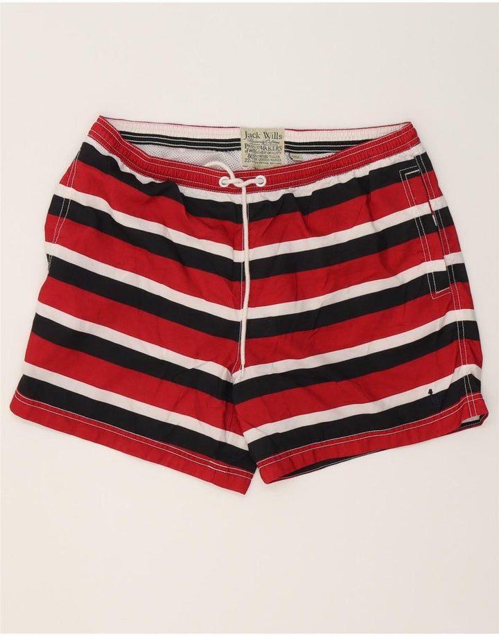 JACK WILLS Mens Swimming Shorts Large  Red Striped Polyester