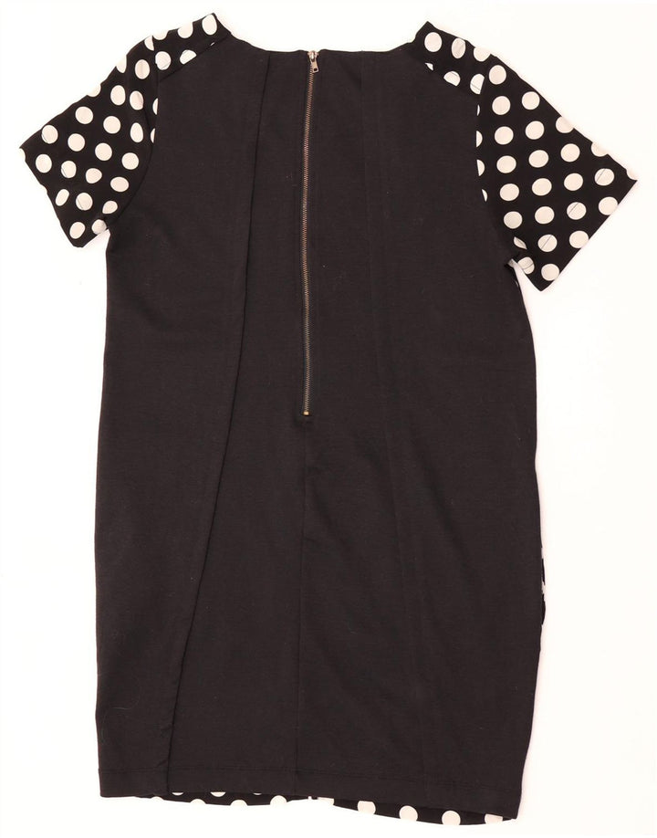 Zara Womens Shift Dress UK 12 Medium Black Polka Dot Polyester