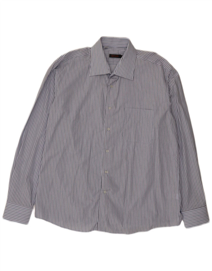 Pierre Cardin Mens Shirt XL Blue Pinstripe Cotton