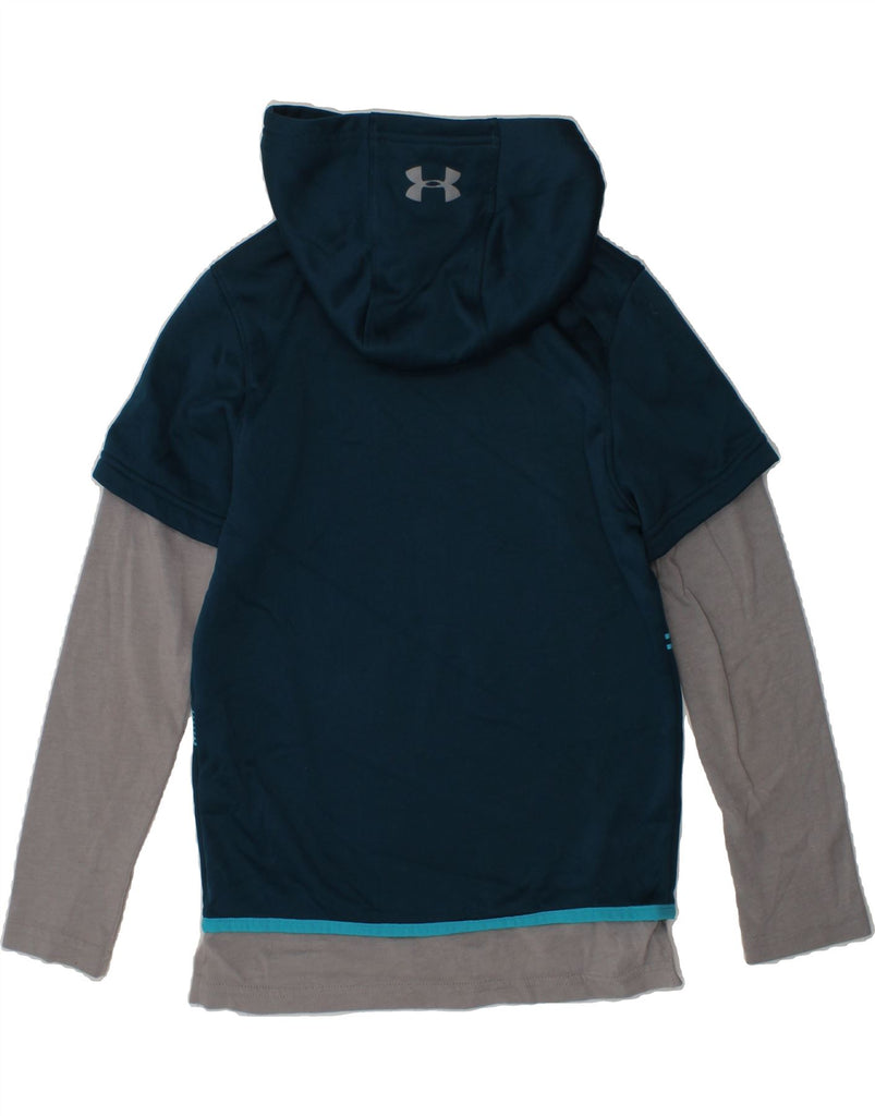 UNDER ARMOUR Boys Graphic Hoodie Jumper 6-7 Years Small Navy Blue | Vintage Under Armour | Thrift | Second-Hand Under Armour | Used Clothing | Messina Hembry 