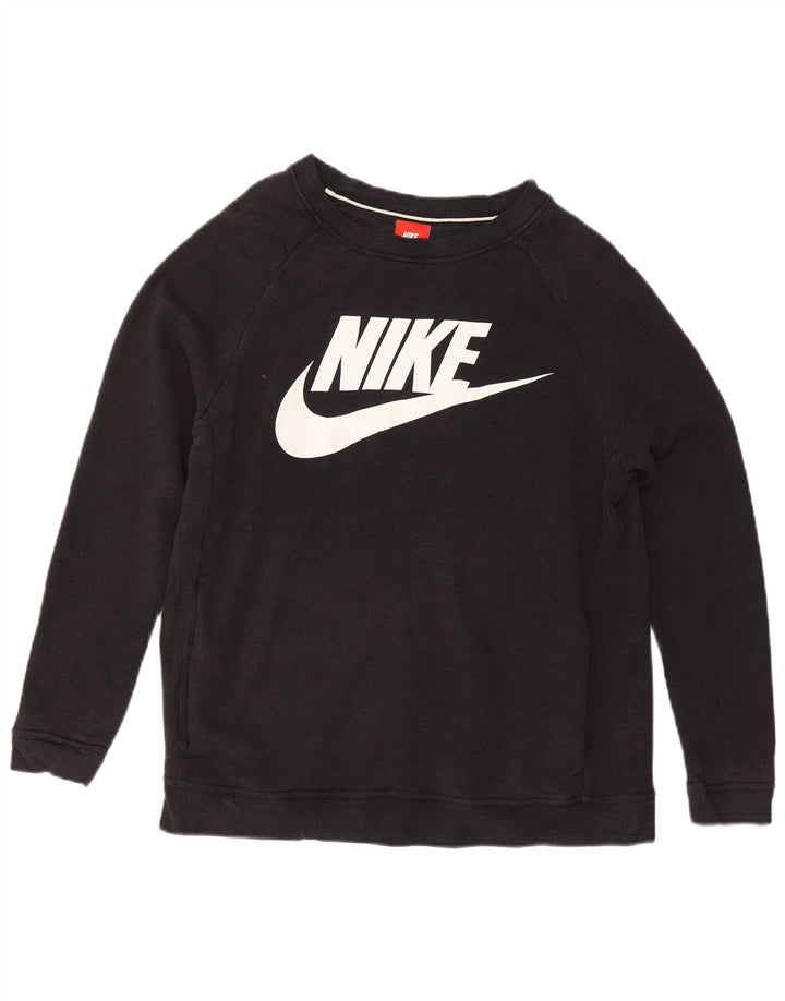 Nike Womens Graphic Sweatshirt Jumper UK 14 Medium Black