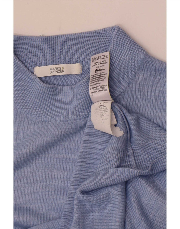 Marks & Spencer Womens Turtle Neck Jumper Sweater UK 14 Large Blue Flecked