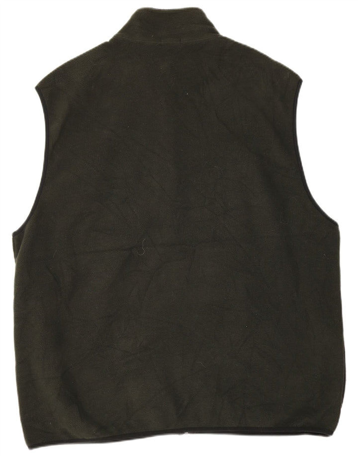IZOD Mens Fleece Gilet UK 44 2XL Khaki Polyester