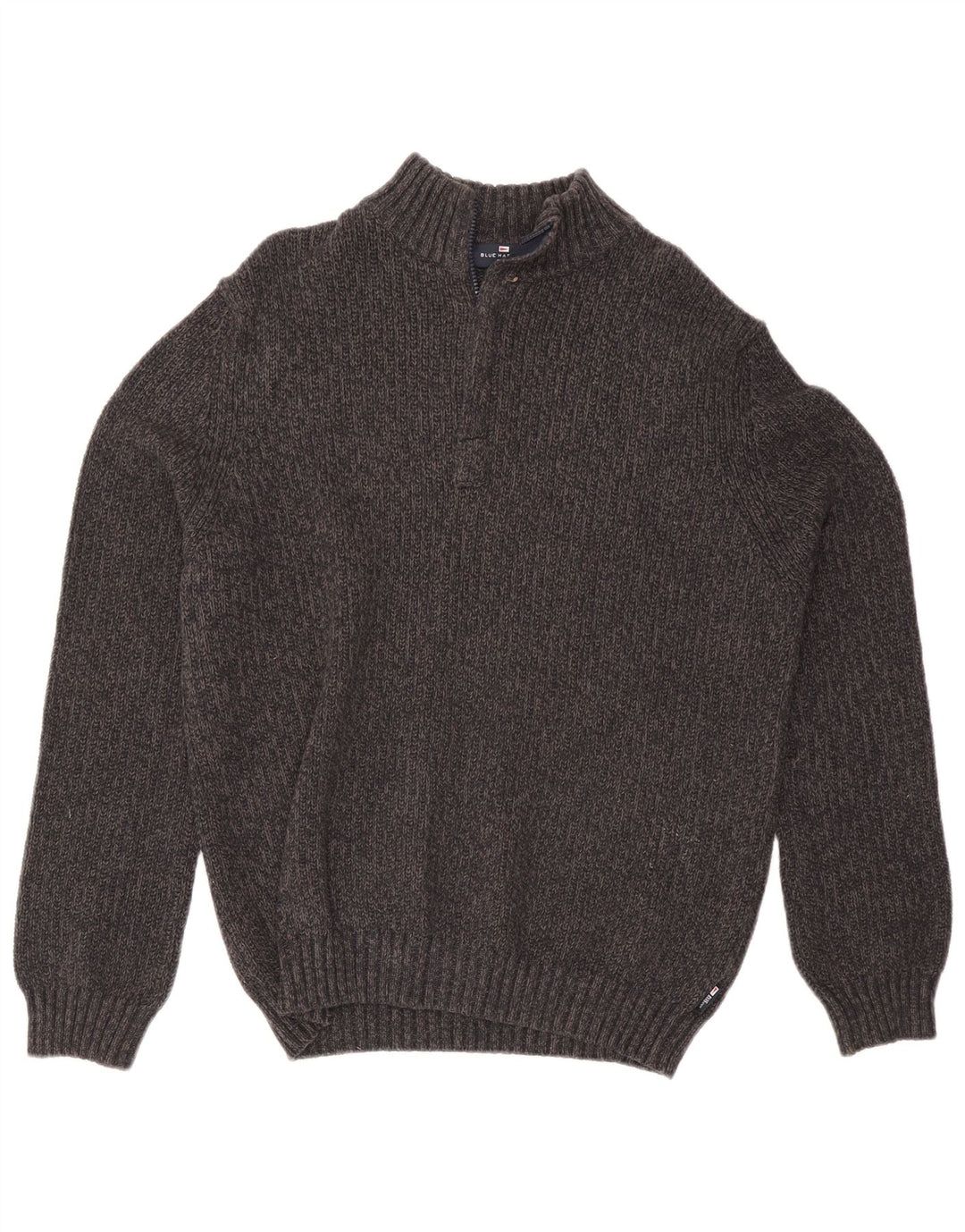 Marks & Spencer Mens Blue Harbour Zip Neck Jumper Sweater Medium Grey Silk