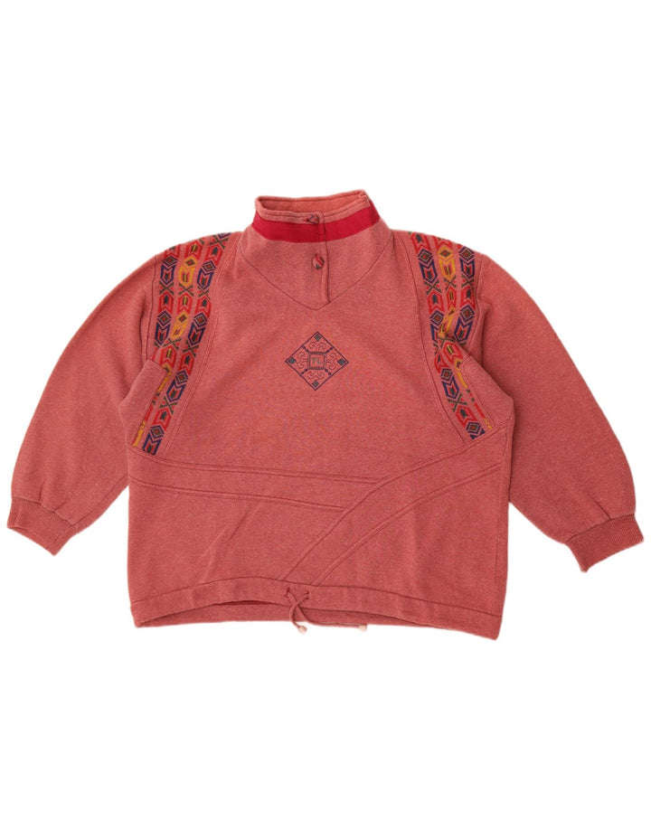 Vintage Womens Oversized Sweatshirt Jumper IT 44 Medium Pink Fair Isle