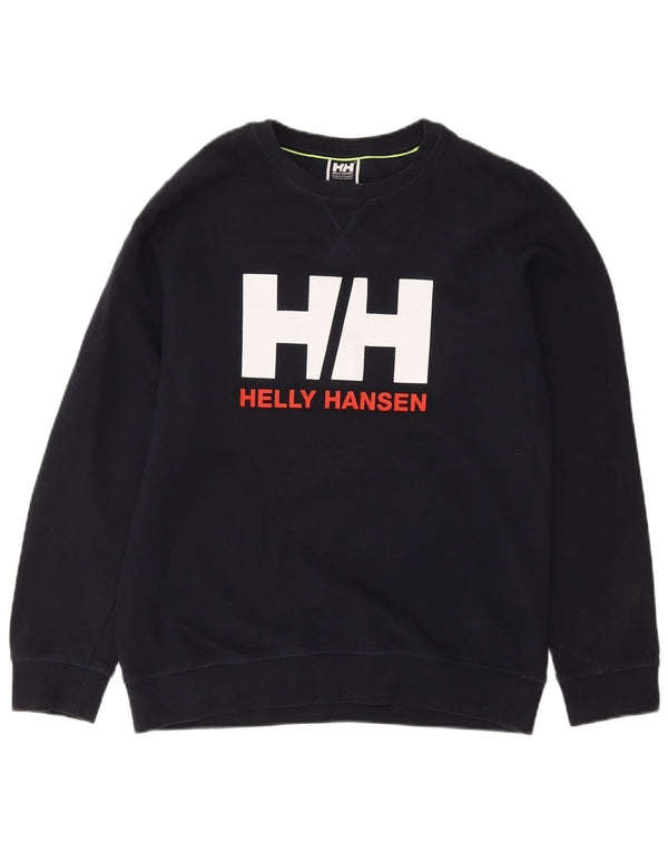 HELLY HANSEN Mens Graphic Sweatshirt Jumper XL Navy Blue Cotton
