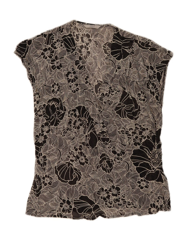Marks & Spencer Womens Blouse Top UK 16 Large Black Floral