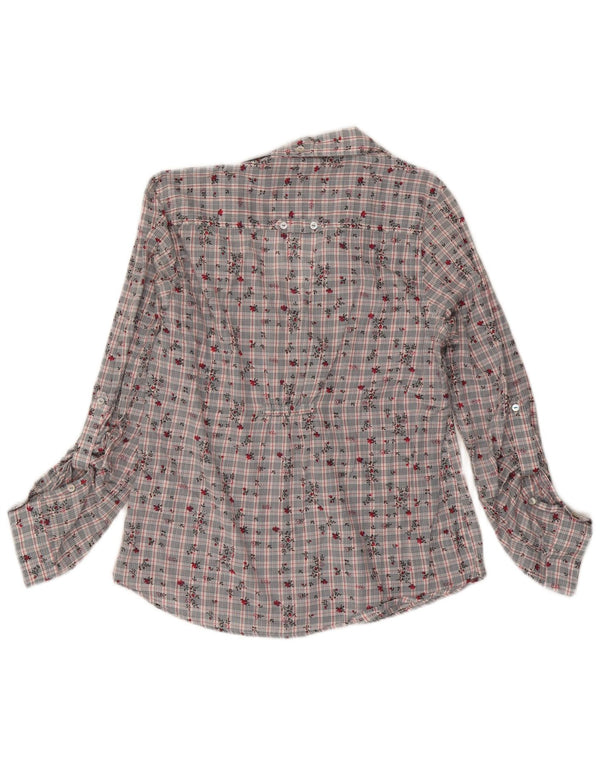 White Stuff Womens Shirt Blouse UK 14 Medium Grey Floral Cotton