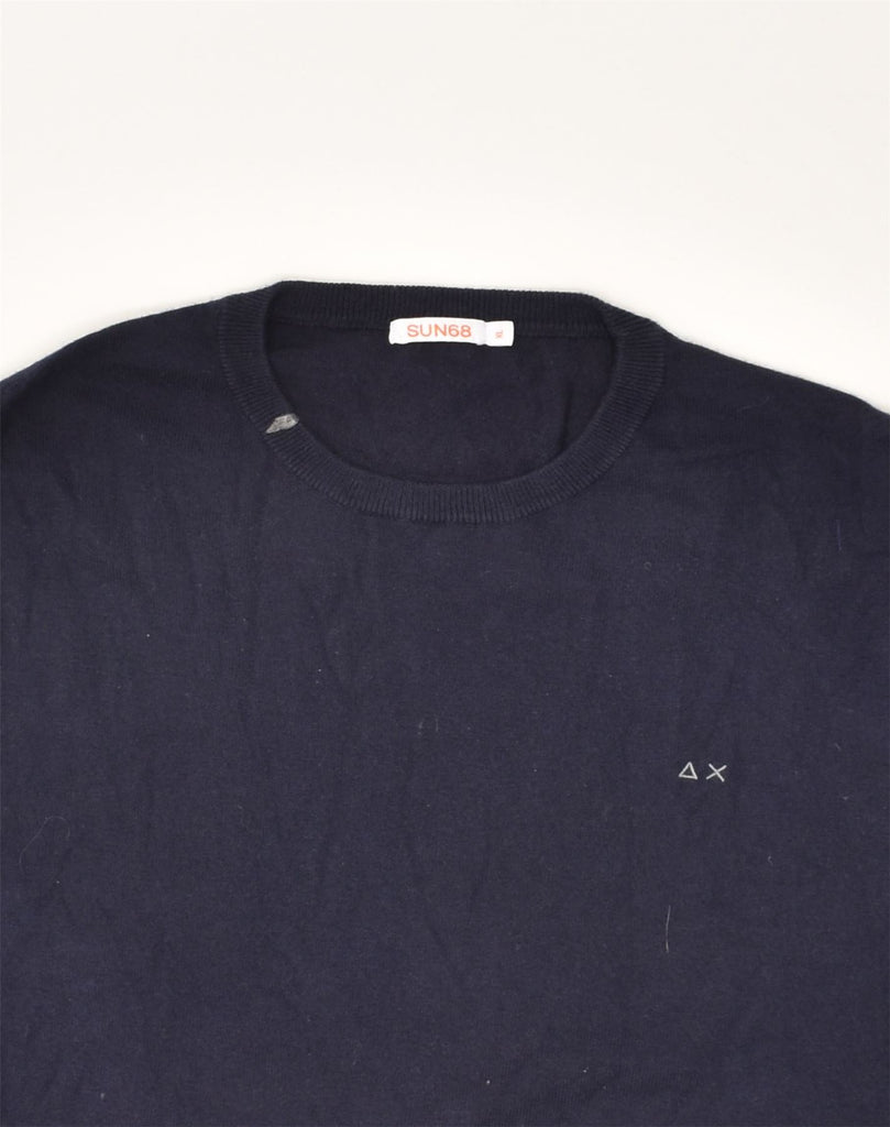 SUN68 Mens Crew Neck Jumper Sweater XL Navy Blue Wool | Vintage Sun68 | Thrift | Second-Hand Sun68 | Used Clothing | Messina Hembry 