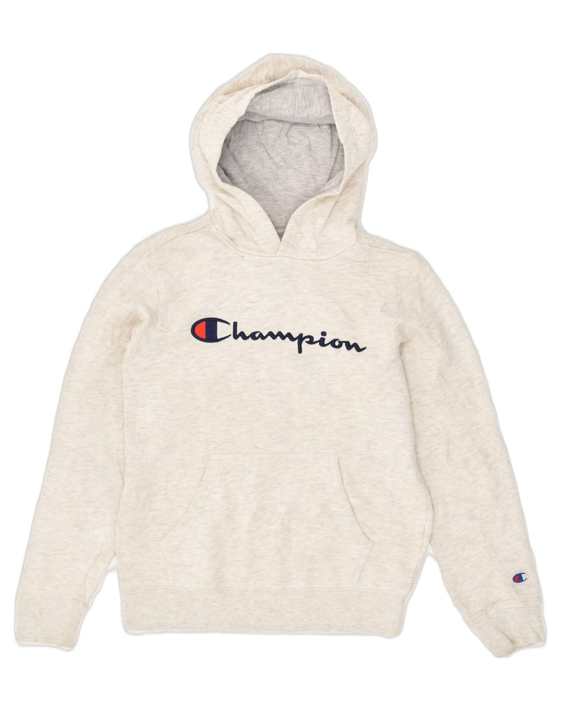 CHAMPION Womens Graphic Hoodie Jumper UK 14 Large Grey Cotton | Vintage Champion | Thrift | Second-Hand Champion | Used Clothing | Messina Hembry 