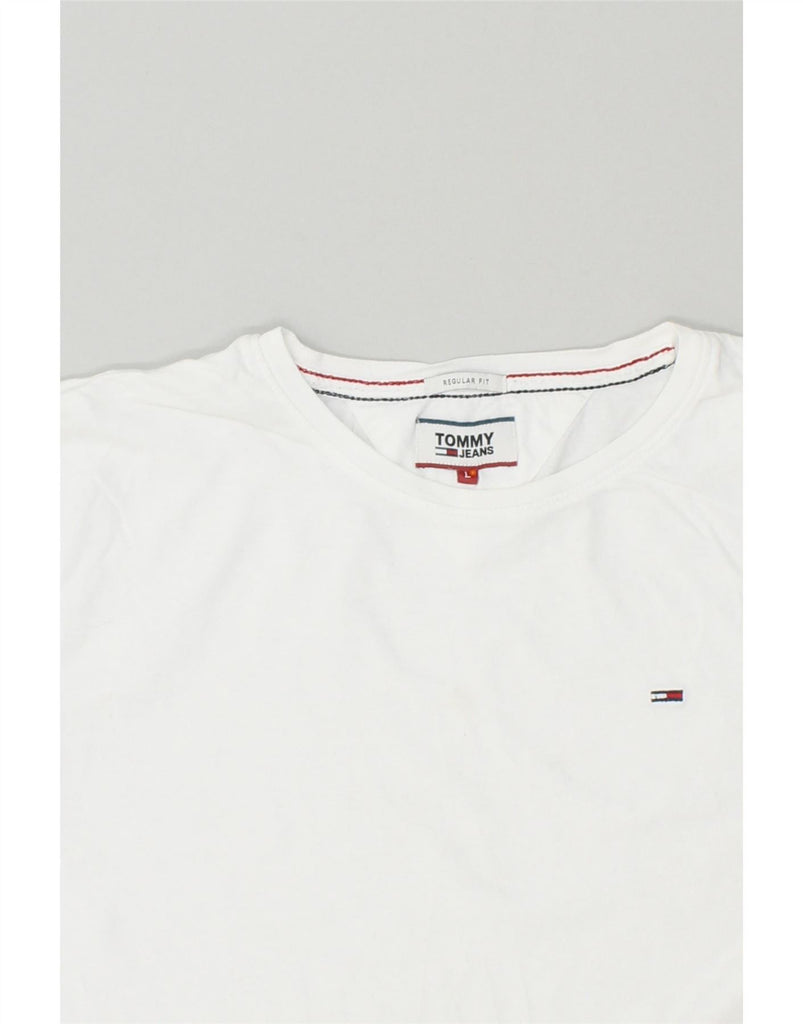 TOMMY HILFIGER Mens T-Shirt Top Large White Cotton Vintage Tommy Hilfiger and Second-Hand Tommy Hilfiger from Messina Hembry 