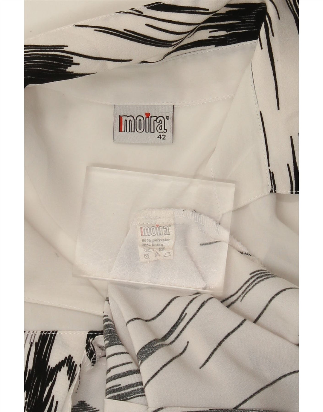 Vintage Womens 3/4 Sleeve Shirt Blouse IT 42 Medium White Striped Polyester