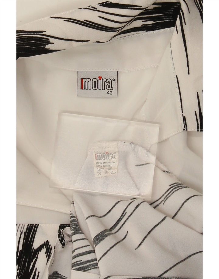 Vintage Womens 3/4 Sleeve Shirt Blouse IT 42 Medium White Striped Polyester