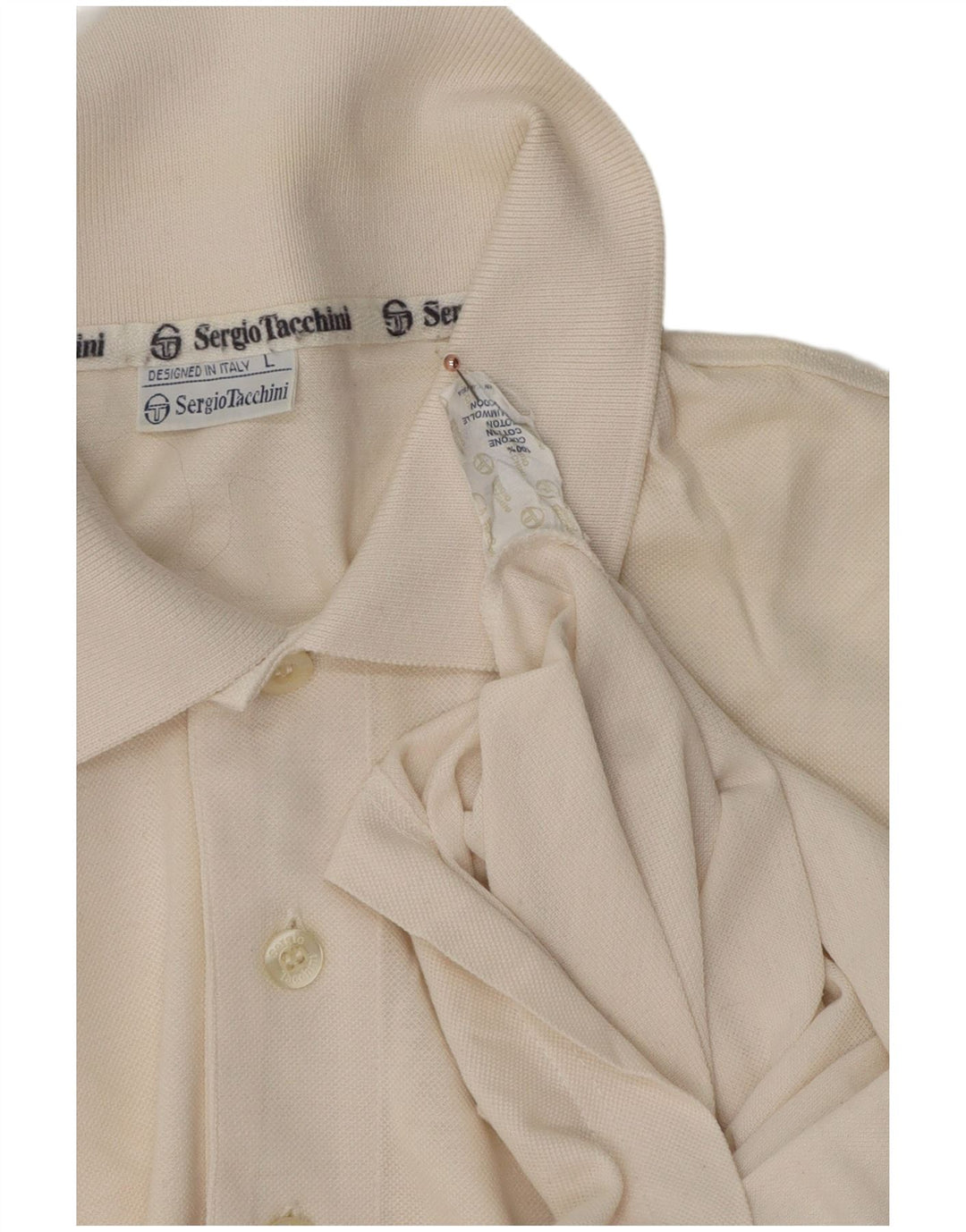 Sergio Tacchini Mens Olympic Games Polo Shirt Large White Cotton