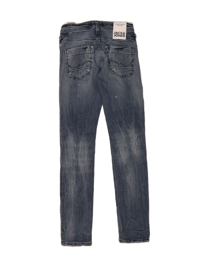 JACK & JONES Mens GLENN Distressed Slim Jeans W27 L32 Blue Cotton Vintage Jack & Jones and Second-Hand Jack & Jones from Messina Hembry 