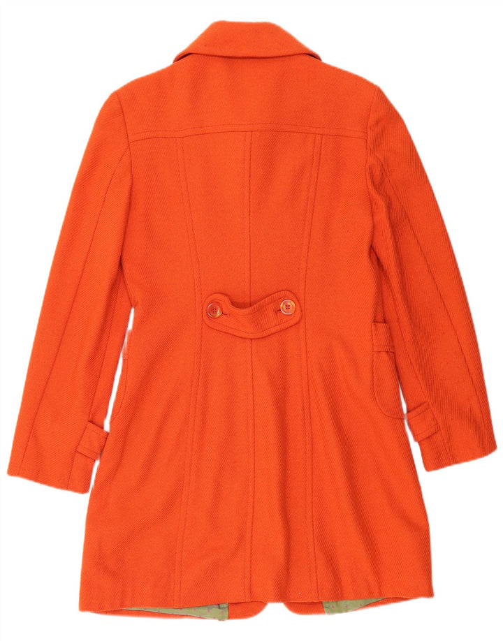 SISLEY Womens Overcoat IT 42 Medium Orange Wool