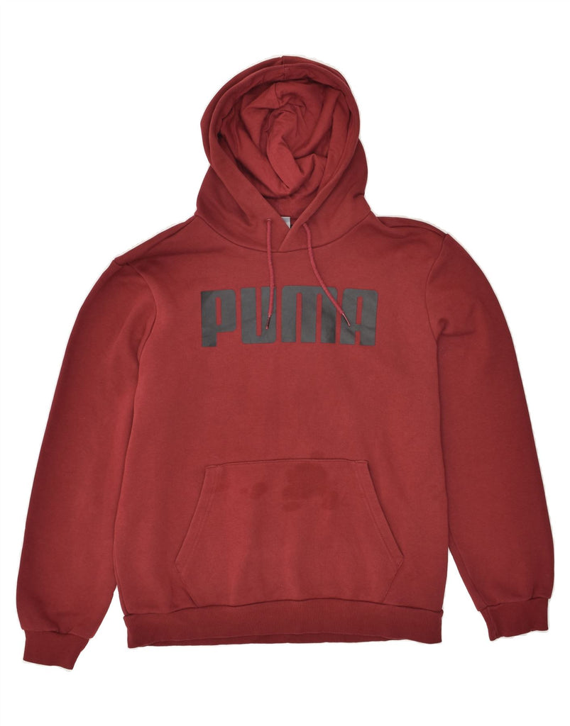 PUMA Mens Graphic Hoodie Jumper Medium Burgundy Cotton | Vintage Puma | Thrift | Second-Hand Puma | Used Clothing | Messina Hembry 