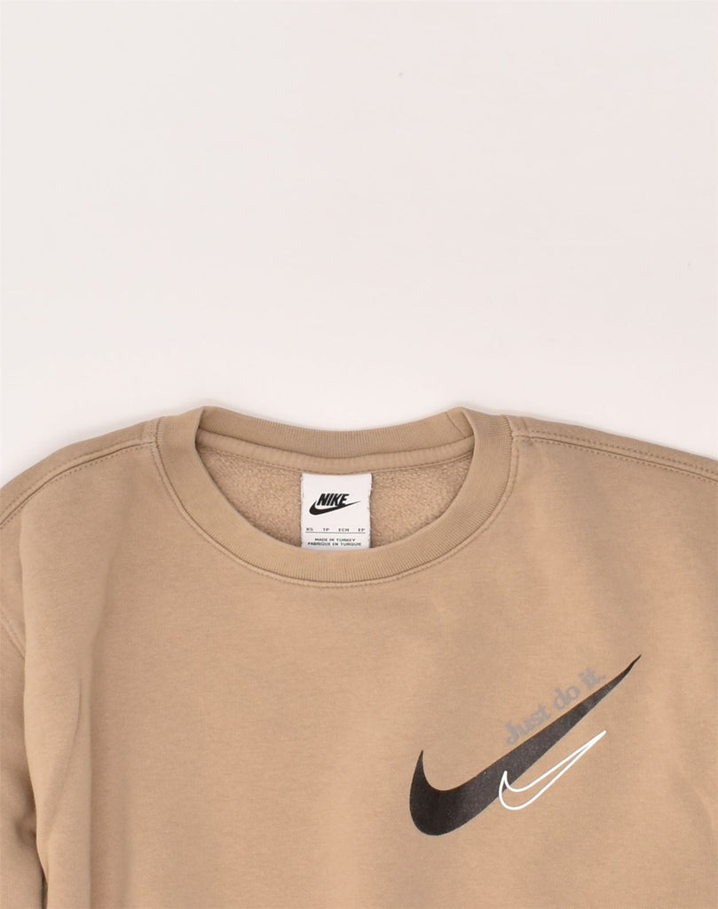 NIKE Mens Graphic Sweatshirt Jumper XS Beige Cotton | Vintage Nike | Thrift | Second-Hand Nike | Used Clothing | Messina Hembry 