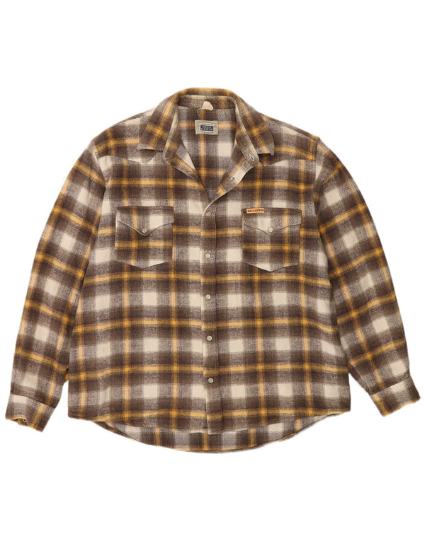 Rica Lewis Mens Overshirt Flannel Shirt Large Brown Plaid