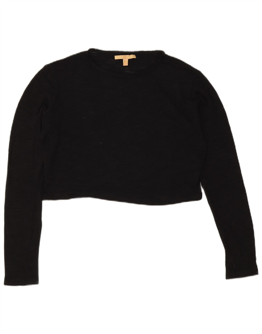 Zara Womens Trafaluc Crop Oversized Top Long Sleeve UK 10 Small Black