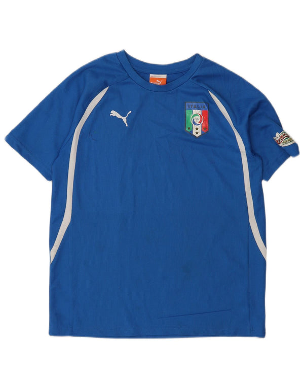 Puma Boys Italia Graphic T-Shirt Top 11-12 Years Blue Colourblock