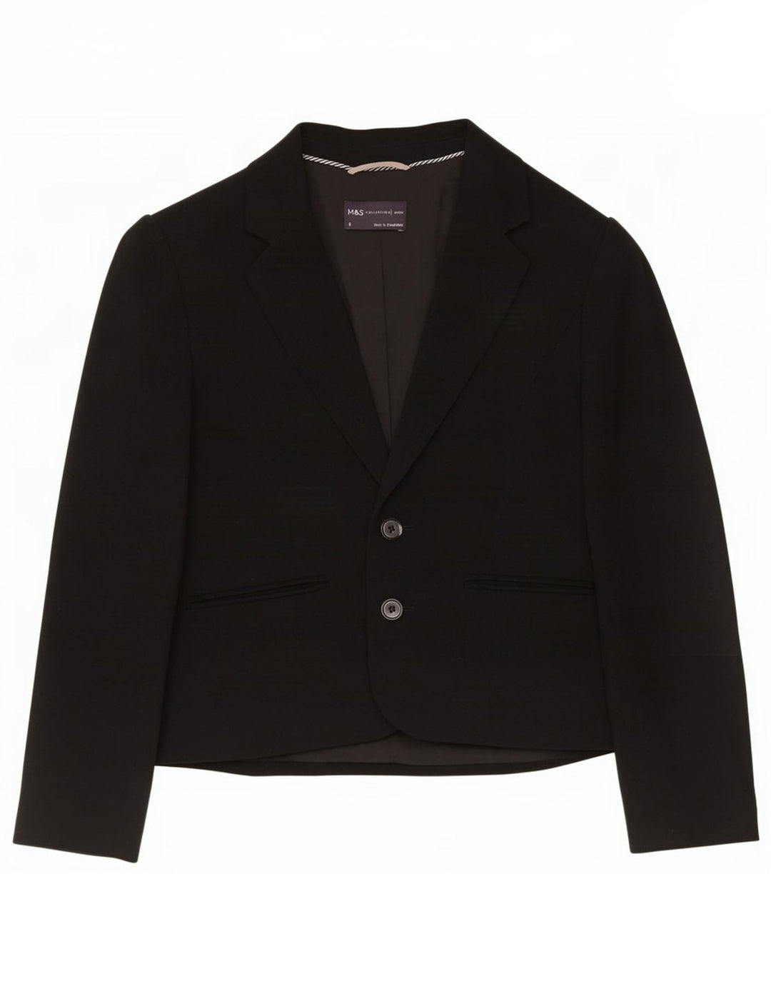 Marks & Spencer Womens 2 Button Blazer Jacket UK 6 XS Black Polyester