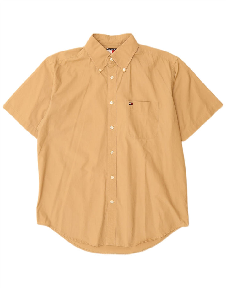 TOMMY HILFIGER Mens Short Sleeve Shirt Medium Yellow Cotton