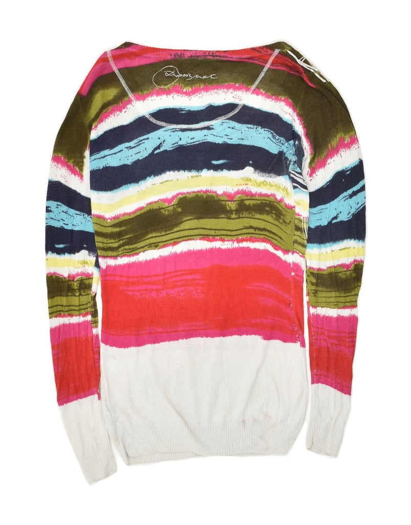 DESIGUAL Womens Boat Neck Jumper Sweater UK 10 Small Multicoloured Vintage Desigual and Second-Hand Desigual from Messina Hembry 