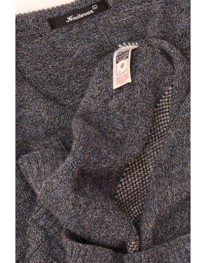 St. Bernard Mens V-Neck Jumper Sweater Large Blue Geometric Acrylic