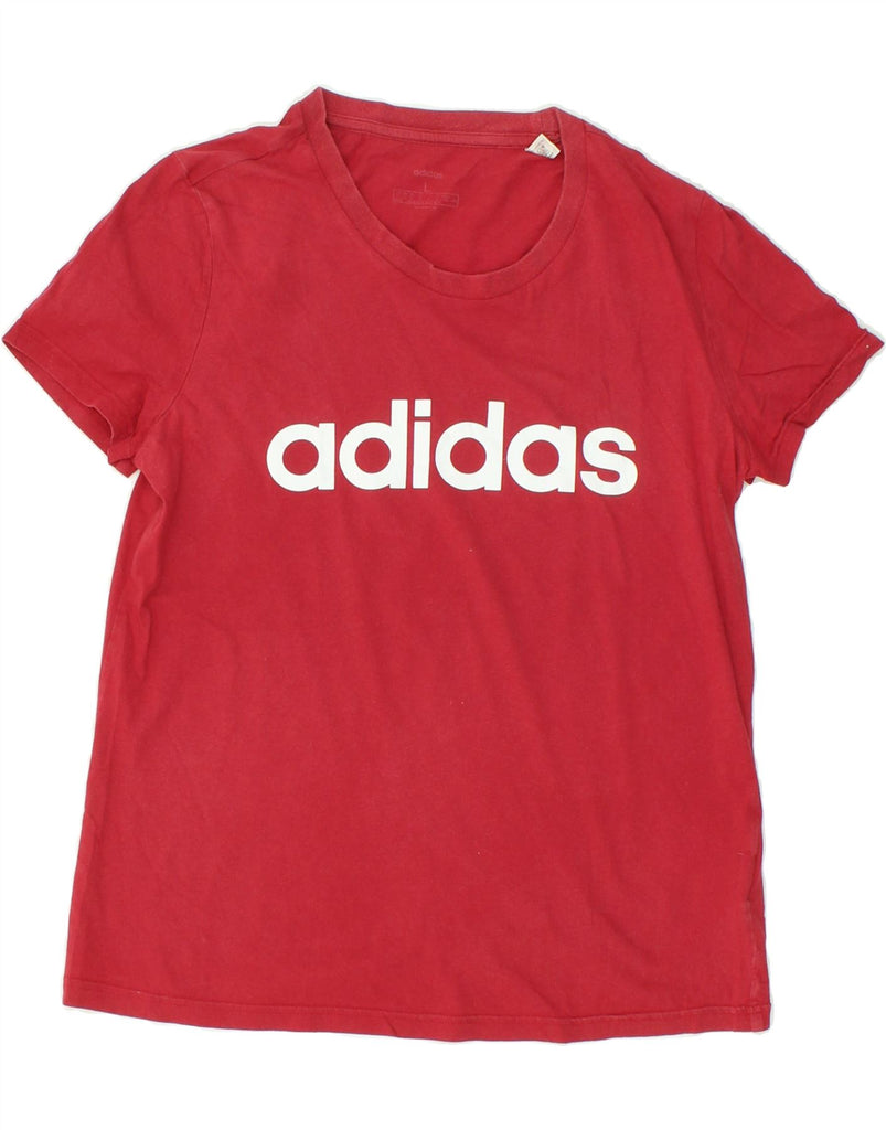 ADIDAS Womens Graphic T-Shirt Top UK 14/16 Large Red Cotton | Vintage Adidas | Thrift | Second-Hand Adidas | Used Clothing | Messina Hembry 