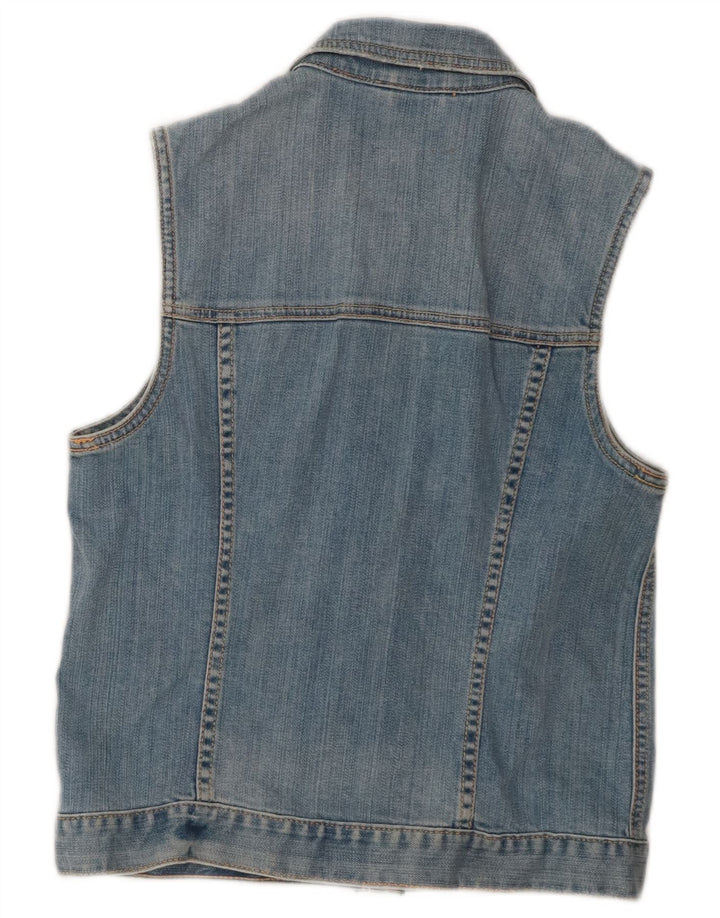 Hollister Womens Denim Gilet UK 12 Medium Blue Cotton