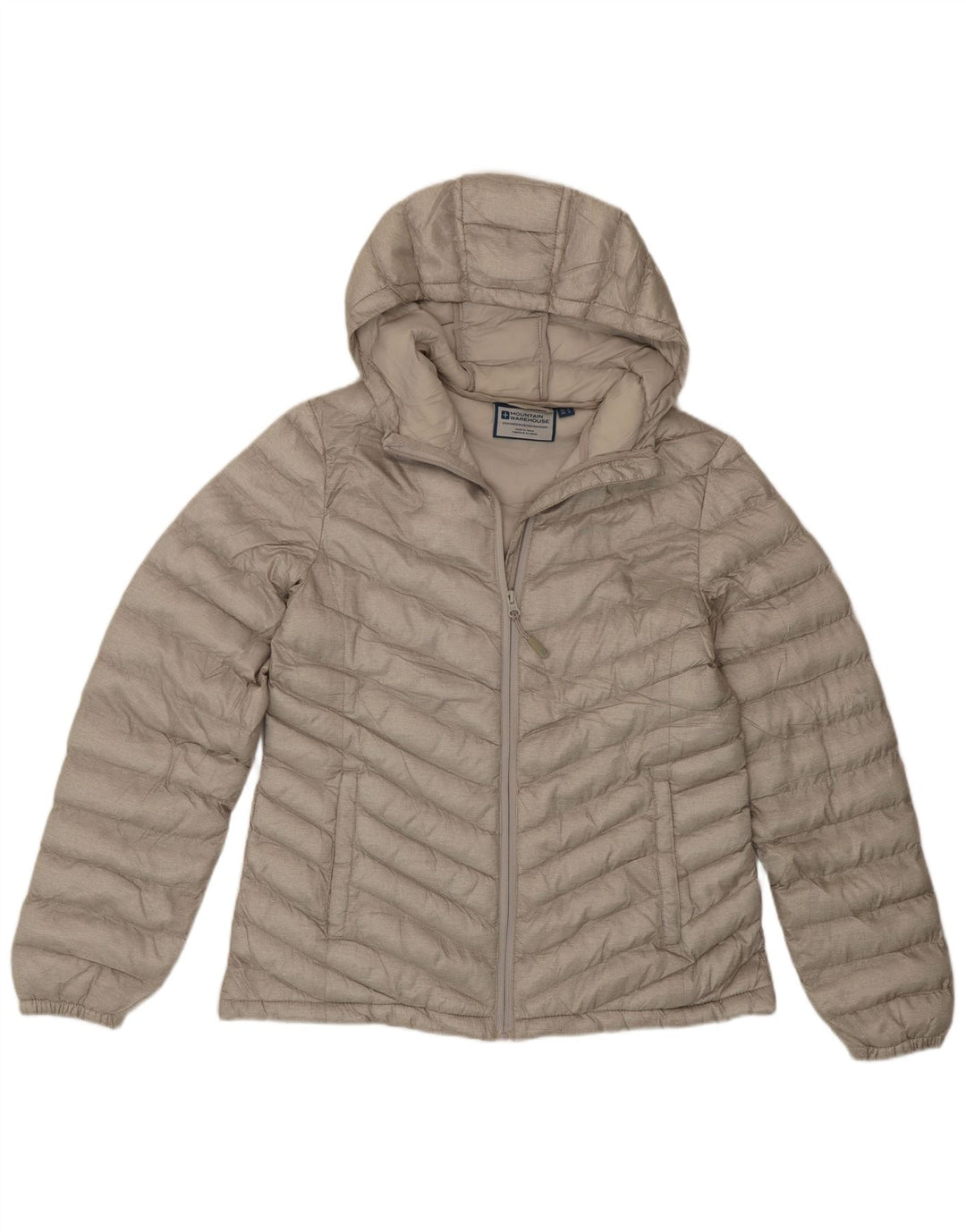 Mountain Warehouse Womens Hooded Padded Jacket UK 12 Medium Beige Polyester