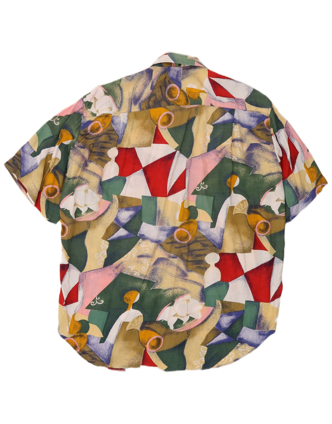 Vintage Mens Short Sleeve Shirt Medium Multicoloured Geometric