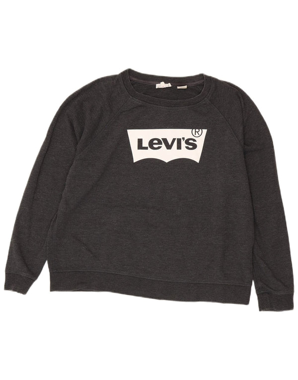 Levi's Womens Graphic Sweatshirt Jumper UK 18 XL Grey Cotton