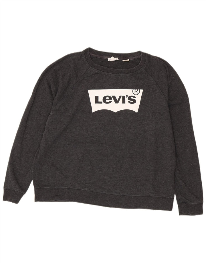 Levi's Womens Graphic Sweatshirt Jumper UK 18 XL Grey Cotton