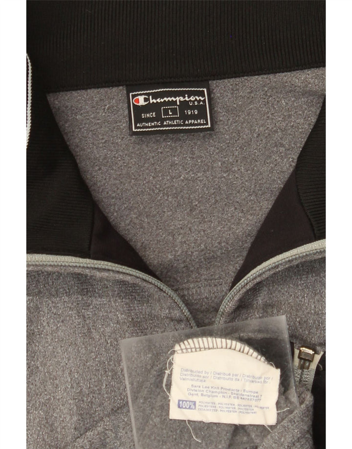 CHAMPION Mens Loose Fit Tracksuit Top Jacket Large Grey Polyester