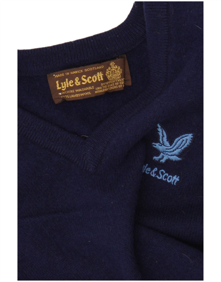 Lyle & Scott Mens Vest Tank Top Small Navy Blue Lambswool