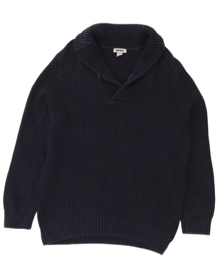 DKNY Mens Shawl Neck Jumper Sweater XL Navy Blue