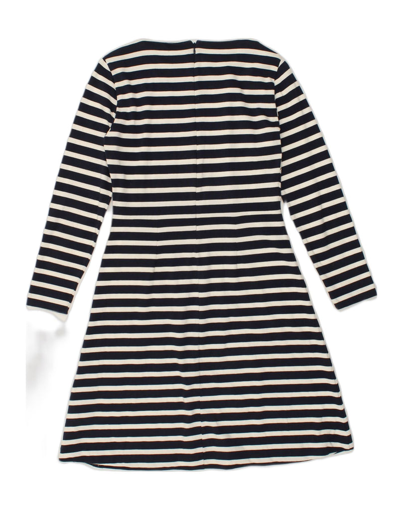 J. CREW Womens Long Sleeve A-Line Dress UK 10 Small Navy Blue Striped | Vintage J. Crew | Thrift | Second-Hand J. Crew | Used Clothing | Messina Hembry 