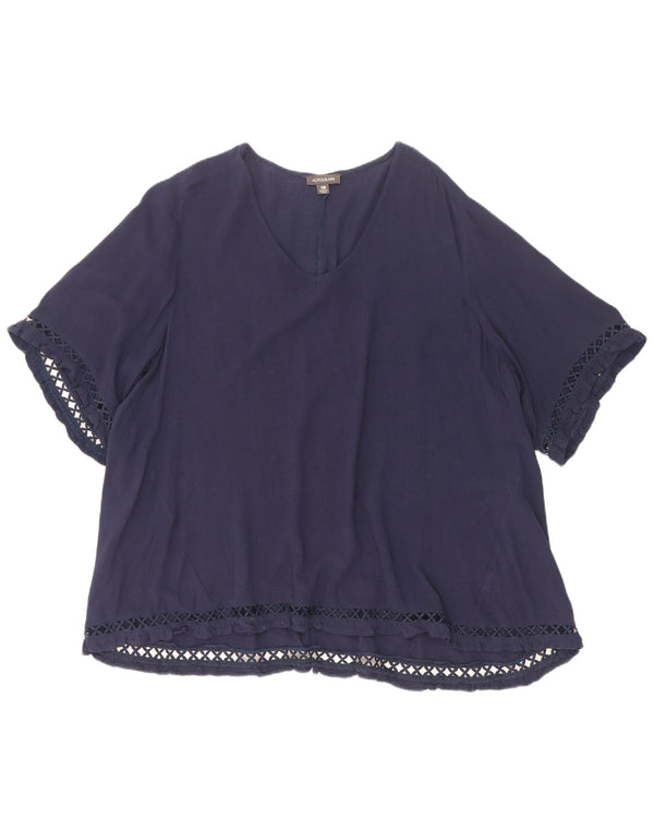 Marks & Spencer Womens Autograph Oversized Blouse Top UK 18 XL Navy Blue