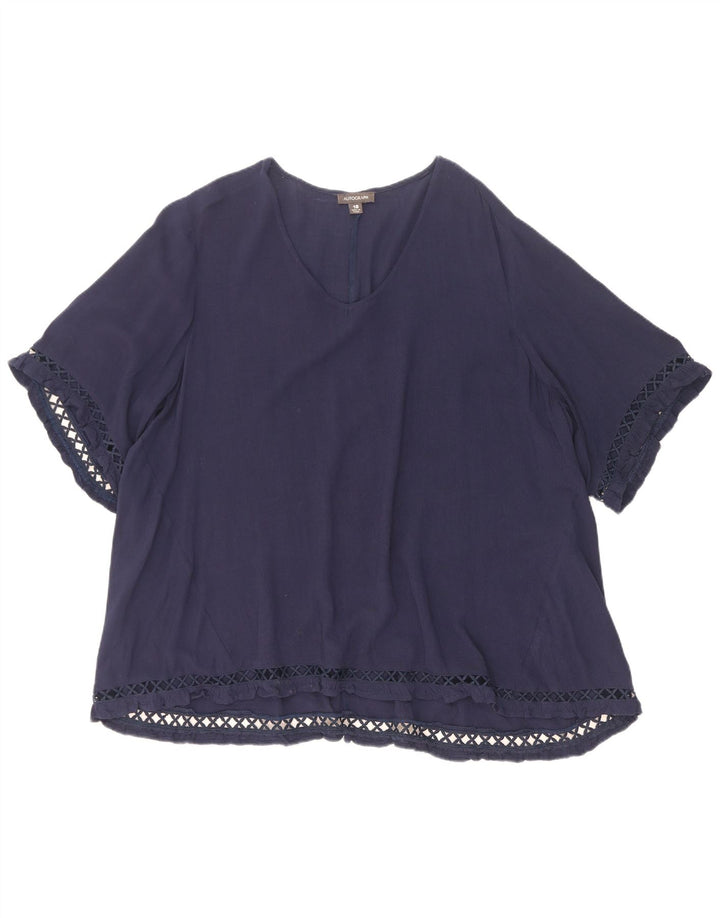 Marks & Spencer Womens Autograph Oversized Blouse Top UK 18 XL Navy Blue